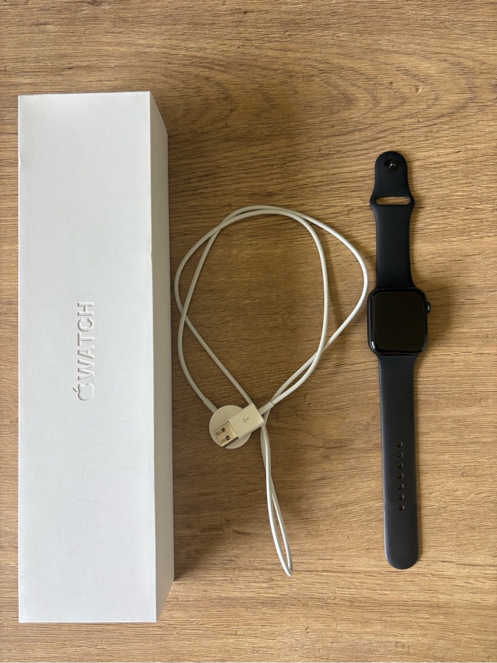 Apple Watch Series 5, 44mm, Space Gray Case, Black Sport Band & Charger
